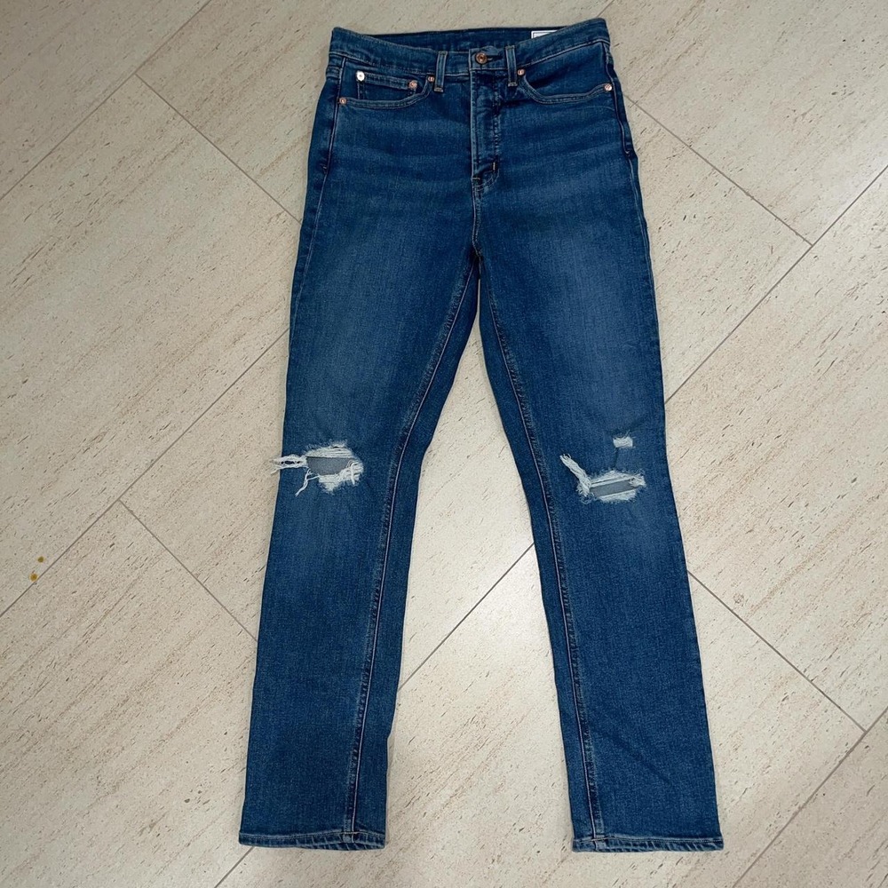 Gap Vintage Slim High Rise Jeans Distressed Blue Denim Casual Pants Size 28 6S